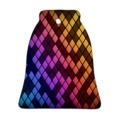 Colorful Abstract Plaid Rainbow Gold Purple Blue Ornament (bell)