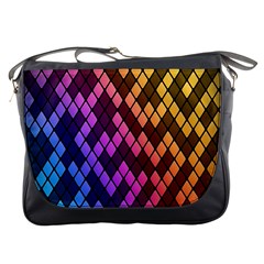 Colorful Abstract Plaid Rainbow Gold Purple Blue Messenger Bags