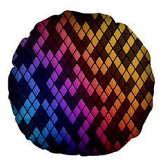 Colorful Abstract Plaid Rainbow Gold Purple Blue Large 18  Premium Flano Round Cushions by Alisyart