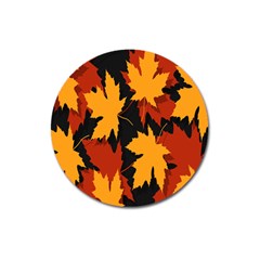 Dried Leaves Yellow Orange Piss Magnet 3  (round) by Alisyart