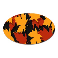 Dried Leaves Yellow Orange Piss Oval Magnet by Alisyart