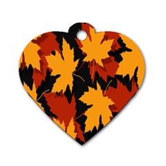 Dried Leaves Yellow Orange Piss Dog Tag Heart (two Sides) by Alisyart