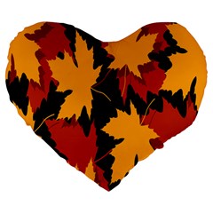 Dried Leaves Yellow Orange Piss Large 19  Premium Heart Shape Cushions