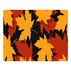 Dried Leaves Yellow Orange Piss Double Sided Flano Blanket (large) 