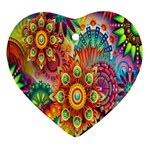 Colorful Abstract Flower Floral Sunflower Rose Star Rainbow Ornament (Heart) Front