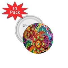Colorful Abstract Flower Floral Sunflower Rose Star Rainbow 1 75  Buttons (10 Pack)