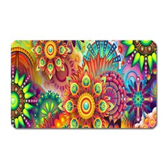 Colorful Abstract Flower Floral Sunflower Rose Star Rainbow Magnet (rectangular) by Alisyart