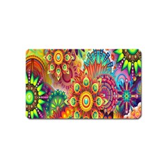 Colorful Abstract Flower Floral Sunflower Rose Star Rainbow Magnet (name Card) by Alisyart