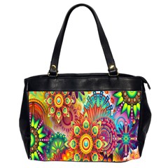 Colorful Abstract Flower Floral Sunflower Rose Star Rainbow Office Handbags (2 Sides) 