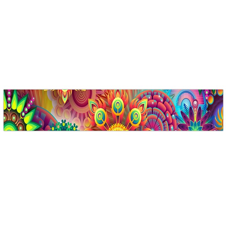 Colorful Abstract Flower Floral Sunflower Rose Star Rainbow Flano Scarf (Large)