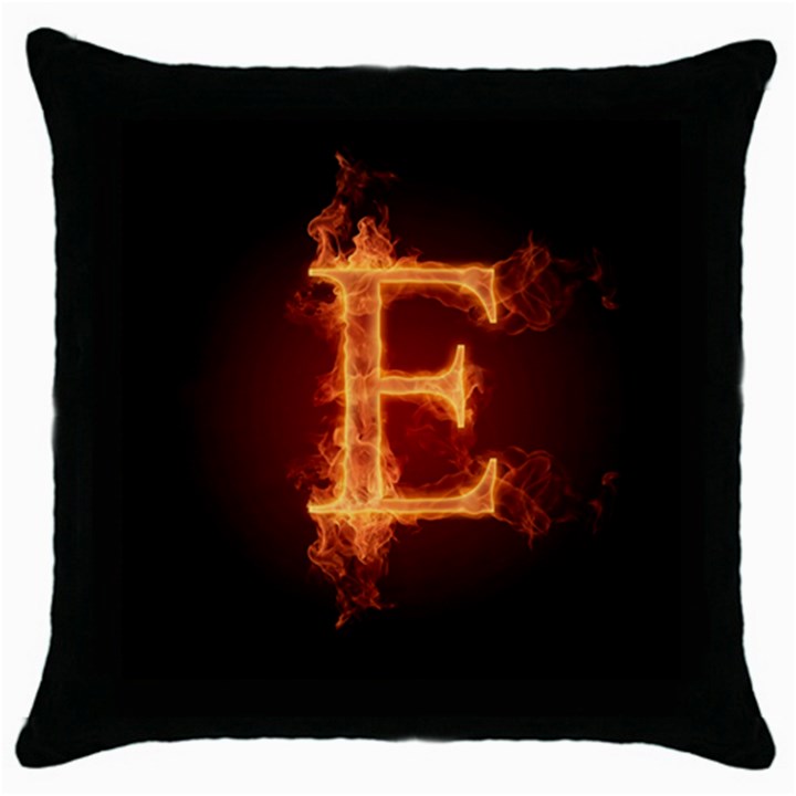 Fire Letterz E Throw Pillow Case (Black)