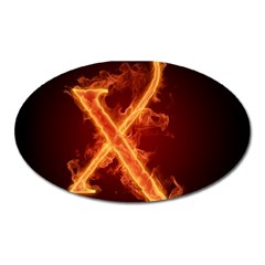 Fire Letterz X Oval Magnet by Alisyart