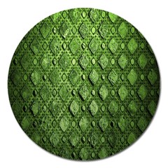Circle Square Green Stone Magnet 5  (round)