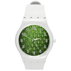 Circle Square Green Stone Round Plastic Sport Watch (m)