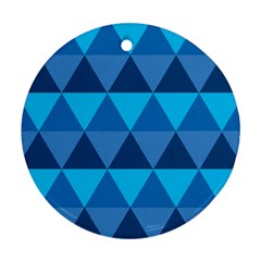 Geometric Chevron Blue Triangle Ornament (round) by Alisyart