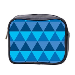 Geometric Chevron Blue Triangle Mini Toiletries Bag 2-side