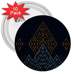 Geometric Triangle Grey Gold 3  Buttons (10 Pack) 