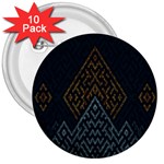 Geometric Triangle Grey Gold 3  Buttons (10 pack)  Front