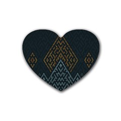 Geometric Triangle Grey Gold Rubber Coaster (heart)  by Alisyart