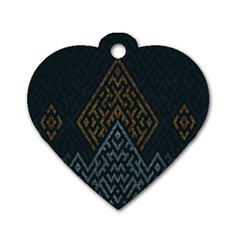 Geometric Triangle Grey Gold Dog Tag Heart (one Side)