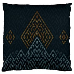 Geometric Triangle Grey Gold Large Cushion Case (two Sides) by Alisyart