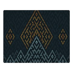 Geometric Triangle Grey Gold Double Sided Flano Blanket (large)  by Alisyart