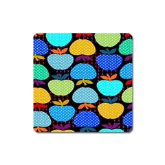 Fruit Apples Color Rainbow Green Blue Yellow Orange Square Magnet by Alisyart