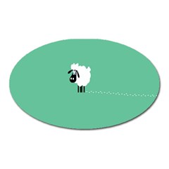 Goat Sheep Green White Animals Oval Magnet