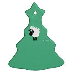 Goat Sheep Green White Animals Ornament (christmas Tree) 