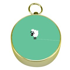 Goat Sheep Green White Animals Gold Compasses by Alisyart