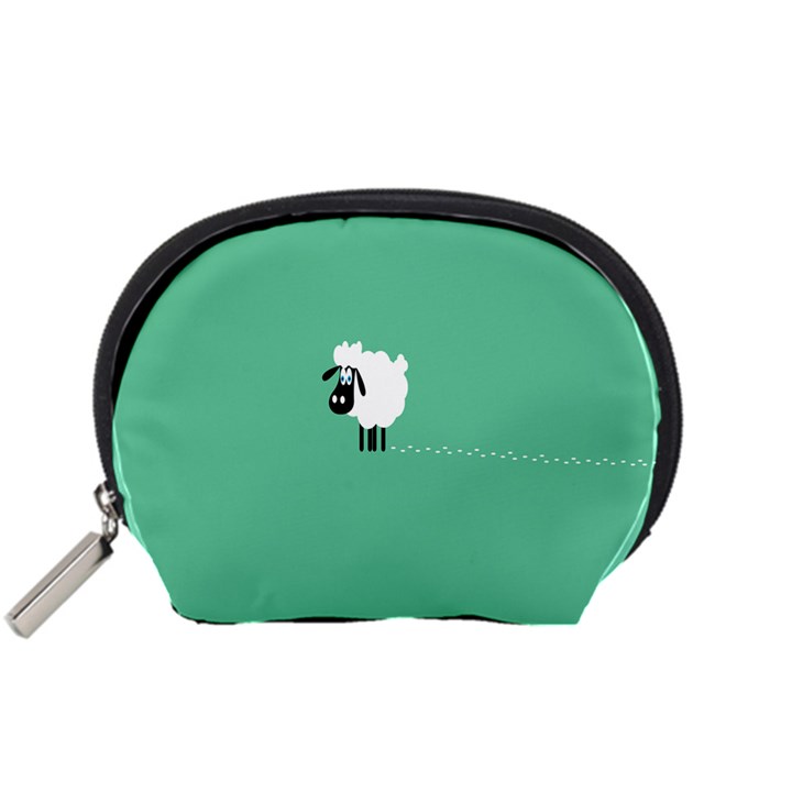 Goat Sheep Green White Animals Accessory Pouches (Small) 