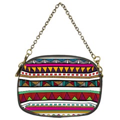 Woven Fabric Triangle Color Rainbow Chevron Wave Jpeg Chain Purses (two Sides) 