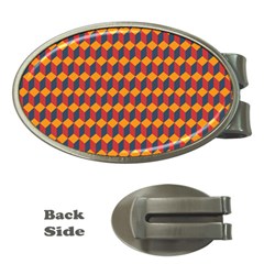 Geometric Plaid Red Orange Money Clips (oval) 