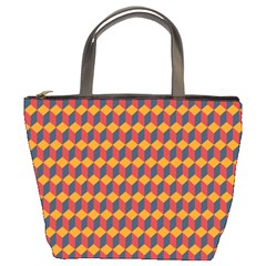 Geometric Plaid Red Orange Bucket Bags