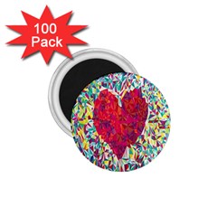 Geometric Heart Diamonds Love Valentine Triangle Color 1 75  Magnets (100 Pack)  by Alisyart