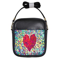 Geometric Heart Diamonds Love Valentine Triangle Color Girls Sling Bags