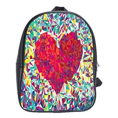 Geometric Heart Diamonds Love Valentine Triangle Color School Bags (xl)  by Alisyart