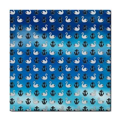 Goose Swan Anchor Blue Tile Coasters