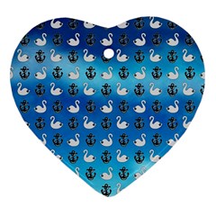 Goose Swan Anchor Blue Heart Ornament (two Sides)