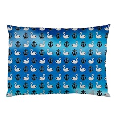 Goose Swan Anchor Blue Pillow Case (two Sides)