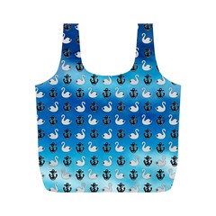 Goose Swan Anchor Blue Full Print Recycle Bags (m) 