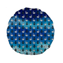 Goose Swan Anchor Blue Standard 15  Premium Flano Round Cushions by Alisyart