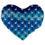 Goose Swan Anchor Blue Large 19  Premium Flano Heart Shape Cushions Front