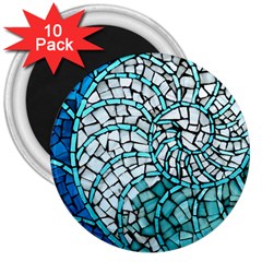 Glass Mosaics Blue Green 3  Magnets (10 Pack) 