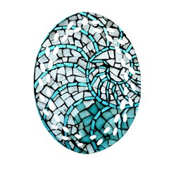 Glass Mosaics Blue Green Oval Filigree Ornament (two Sides)