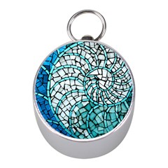 Glass Mosaics Blue Green Mini Silver Compasses