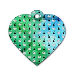 Goose Swan Hook Blue Green Dog Tag Heart (one Side)