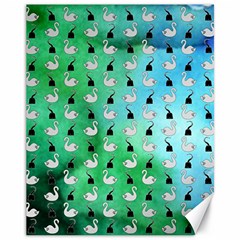 Goose Swan Hook Blue Green Canvas 11  X 14   by Alisyart