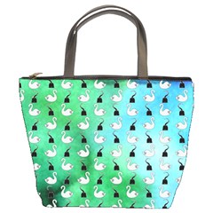 Goose Swan Hook Blue Green Bucket Bags by Alisyart