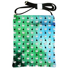 Goose Swan Hook Blue Green Shoulder Sling Bags by Alisyart